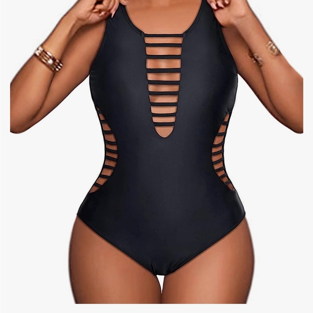 Black one piece bathing suit